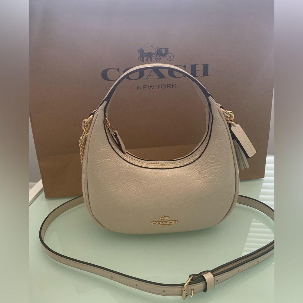 Coach Carmen Mini Cream Leather Bag